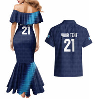 Guatemala Football Custom Couples Matching Mermaid Dress and Hawaiian Shirt Go Los Chapines Blue Pattern
