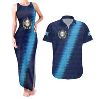Guatemala Football Custom Couples Matching Tank Maxi Dress and Hawaiian Shirt Go Los Chapines Blue Pattern