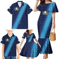 Guatemala Football Custom Family Matching Mermaid Dress and Hawaiian Shirt Go Los Chapines Blue Pattern