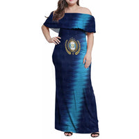Guatemala Football Custom Family Matching Off Shoulder Maxi Dress and Hawaiian Shirt Go Los Chapines Blue Pattern