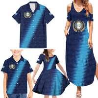 Guatemala Football Custom Family Matching Summer Maxi Dress and Hawaiian Shirt Go Los Chapines Blue Pattern