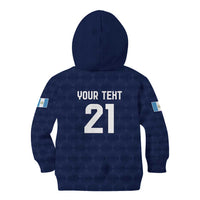 Guatemala Football Custom Kid Hoodie Go Los Chapines Blue Pattern