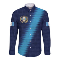 Guatemala Football Custom Long Sleeve Button Shirt Go Los Chapines Blue Pattern