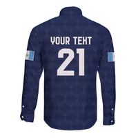 Guatemala Football Custom Long Sleeve Button Shirt Go Los Chapines Blue Pattern