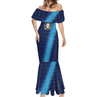 Guatemala Football Custom Mermaid Dress Go Los Chapines Blue Pattern