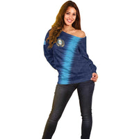 Guatemala Football Custom Off Shoulder Sweater Go Los Chapines Blue Pattern