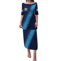 Guatemala Football Custom Puletasi Go Los Chapines Blue Pattern