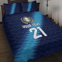 Guatemala Football Custom Quilt Bed Set Go Los Chapines Blue Pattern
