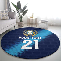 Guatemala Football Custom Round Carpet Go Los Chapines Blue Pattern
