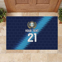 Guatemala Football Custom Rubber Doormat Go Los Chapines Blue Pattern
