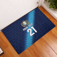 Guatemala Football Custom Rubber Doormat Go Los Chapines Blue Pattern
