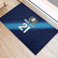 Guatemala Football Custom Rubber Doormat Go Los Chapines Blue Pattern