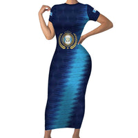 Guatemala Football Custom Short Sleeve Bodycon Dress Go Los Chapines Blue Pattern