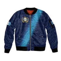 Guatemala Football Custom Sleeve Zip Bomber Jacket Go Los Chapines Blue Pattern