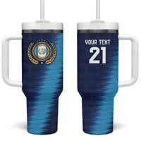 Guatemala Football Custom Tumbler With Handle Go Los Chapines Blue Pattern