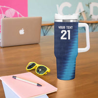 Guatemala Football Custom Tumbler With Handle Go Los Chapines Blue Pattern