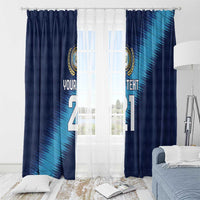 Guatemala Football Custom Window Curtain Go Los Chapines Blue Pattern
