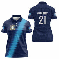 Guatemala Football Custom Women Polo Shirt Go Los Chapines Blue Pattern