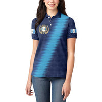 Guatemala Football Custom Women Polo Shirt Go Los Chapines Blue Pattern