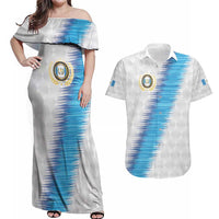 Guatemala Football Custom Couples Matching Off Shoulder Maxi Dress and Hawaiian Shirt Go Los Chapines White Pattern