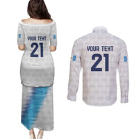 Guatemala Football Custom Couples Matching Puletasi and Long Sleeve Button Shirt Go Los Chapines White Pattern