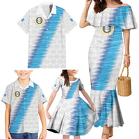 Guatemala Football Custom Family Matching Mermaid Dress and Hawaiian Shirt Go Los Chapines White Pattern