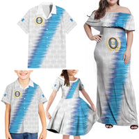 Guatemala Football Custom Family Matching Off Shoulder Maxi Dress and Hawaiian Shirt Go Los Chapines White Pattern