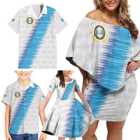 Guatemala Football Custom Family Matching Off Shoulder Short Dress and Hawaiian Shirt Go Los Chapines White Pattern