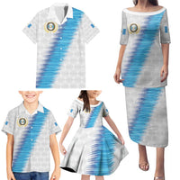 Guatemala Football Custom Family Matching Puletasi and Hawaiian Shirt Go Los Chapines White Pattern