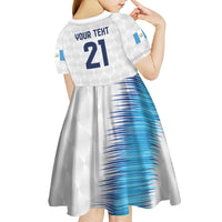 Guatemala Football Custom Kid Short Sleeve Dress Go Los Chapines White Pattern