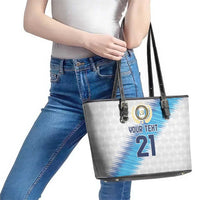Guatemala Football Custom Leather Tote Bag Go Los Chapines White Pattern