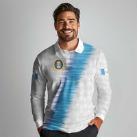 Guatemala Football Custom Long Sleeve Polo Shirt Go Los Chapines White Pattern