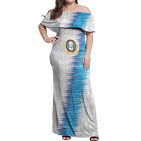 Guatemala Football Custom Off Shoulder Maxi Dress Go Los Chapines White Pattern
