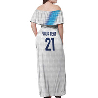 Guatemala Football Custom Off Shoulder Maxi Dress Go Los Chapines White Pattern