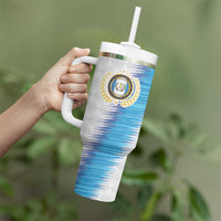 Guatemala Football Custom Tumbler With Handle Go Los Chapines White Pattern