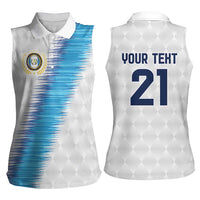 Guatemala Football Custom Women Sleeveless Polo Shirt Go Los Chapines White Pattern
