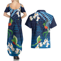 Guatemala Quetzal Bird Couples Matching Summer Maxi Dress and Hawaiian Shirt Libre Crezca Fecundo