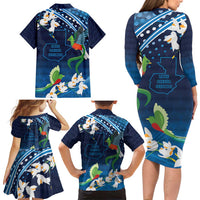 Guatemala Quetzal Bird Family Matching Long Sleeve Bodycon Dress and Hawaiian Shirt Libre Crezca Fecundo