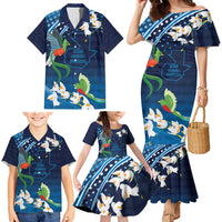 Guatemala Quetzal Bird Family Matching Mermaid Dress and Hawaiian Shirt Libre Crezca Fecundo