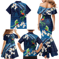 Guatemala Quetzal Bird Family Matching Mermaid Dress and Hawaiian Shirt Libre Crezca Fecundo