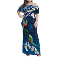 Guatemala Quetzal Bird Family Matching Off Shoulder Maxi Dress and Hawaiian Shirt Libre Crezca Fecundo