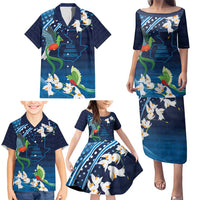 Guatemala Quetzal Bird Family Matching Puletasi and Hawaiian Shirt Libre Crezca Fecundo