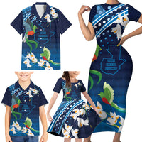 Guatemala Quetzal Bird Family Matching Short Sleeve Bodycon Dress and Hawaiian Shirt Libre Crezca Fecundo