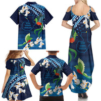 Guatemala Quetzal Bird Family Matching Summer Maxi Dress and Hawaiian Shirt Libre Crezca Fecundo