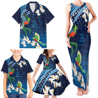 Guatemala Quetzal Bird Family Matching Tank Maxi Dress and Hawaiian Shirt Libre Crezca Fecundo