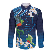 Guatemala Quetzal Bird Long Sleeve Button Shirt Libre Crezca Fecundo