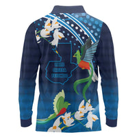 Guatemala Quetzal Bird Long Sleeve Polo Shirt Libre Crezca Fecundo