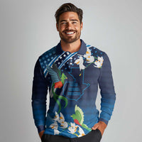 Guatemala Quetzal Bird Long Sleeve Polo Shirt Libre Crezca Fecundo