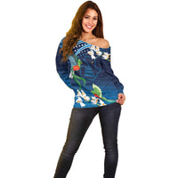 Guatemala Quetzal Bird Off Shoulder Sweater Libre Crezca Fecundo