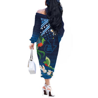 Guatemala Quetzal Bird Off The Shoulder Long Sleeve Dress Libre Crezca Fecundo